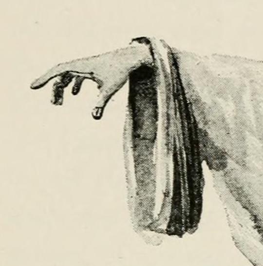 Pulcinella señalando irónicamente a alguien o algo con la mano